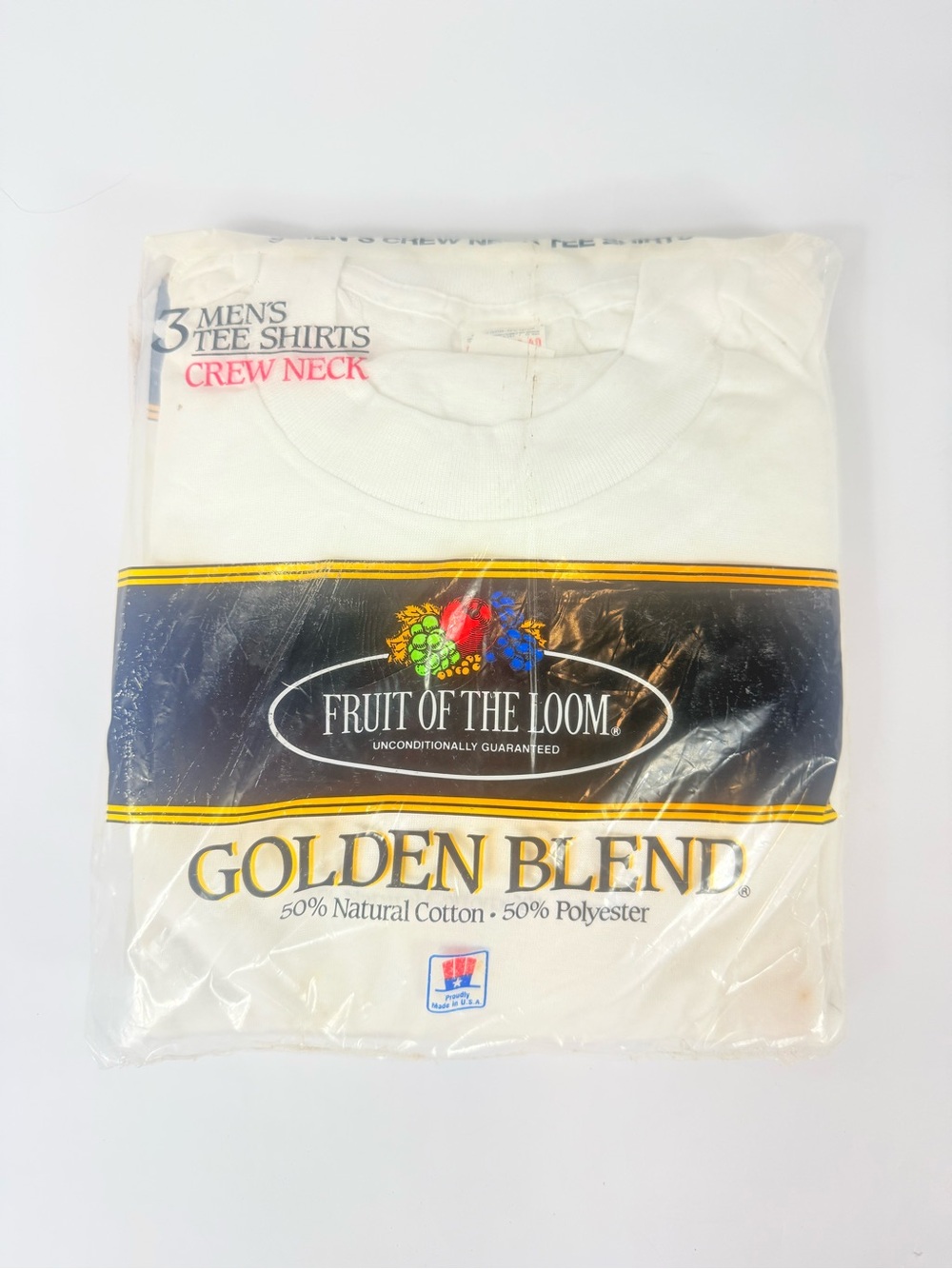 VTG Fruit of the Loom White Crew Neck Short Sleeve Tee 3-Pack Golden Blend 1985